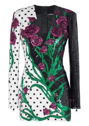 Balmain V-neck sequin minidress - Black