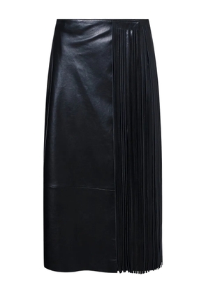 Yves Salomon fringed leather wrap skirt - Black