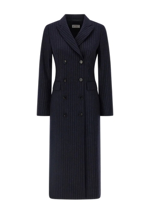 Alberto Biani pinstripe double-breasted coat - Blue