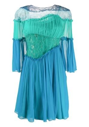 Alberta Ferretti ruffle-trimmed panelled dress - Blue