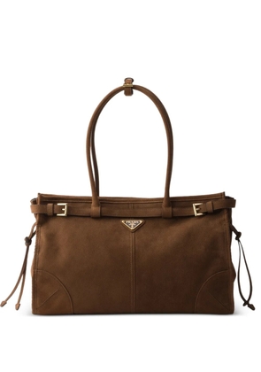 Prada Bonnie large nubuck leather handbag - Brown