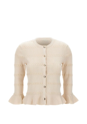LIU JO ruffled-cuff buttoned cardigan - White