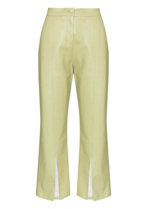 Materiel cropped faux leather flared trousers - Green