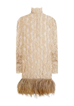 Dolce & Gabbana lace feather mini dress - Neutrals