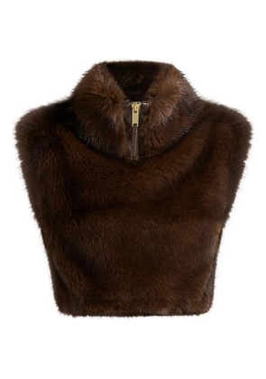Manière De Voir Nyla high-neck faux-fur brown vest