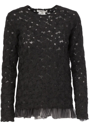 Comme Des Garçons tulle layer flower knit sweater - Black