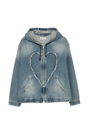CARNE BOLLENTE heart hooded denim jacket - Blue