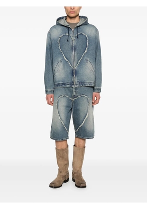 CARNE BOLLENTE heart hooded denim jacket - Blue