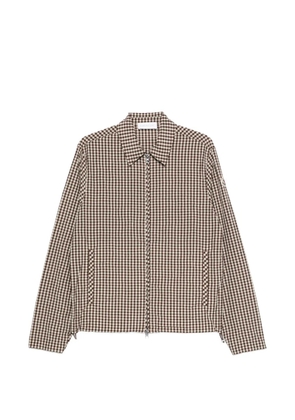 Moncler gingham crinkle shirt jacket - Brown