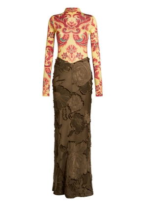 ETRO floral-print panelled maxi dress - Yellow