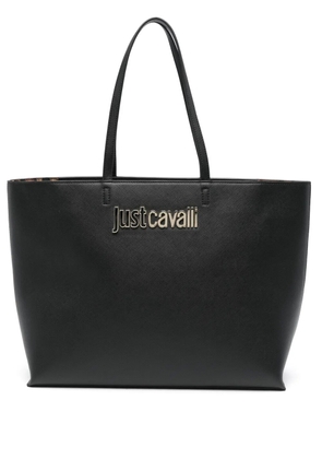 Just Cavalli logo-lettering zipped tote bag - Black