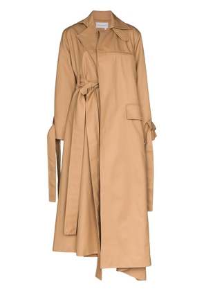 Aleksandre Akhalkatsishvili belted long draped trench coat - Brown