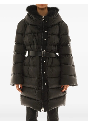 Ermanno Scervino textured-trim belted coat - Black