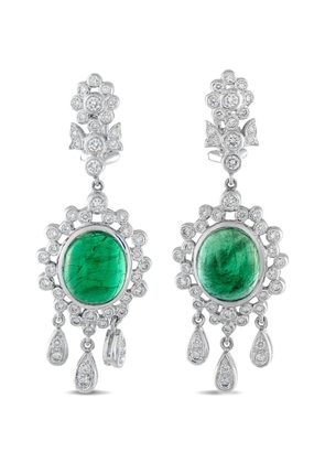 LB Exclusive diamond and emerald drop earrings - Silver
