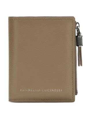 Brunello Cucinelli small zip-pocket leather wallet - Brown