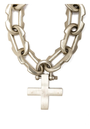 Parts of Four Massive Deco Link necklace - Silver