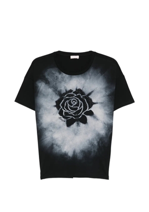 LIU JO rose-print T-shirt - Black
