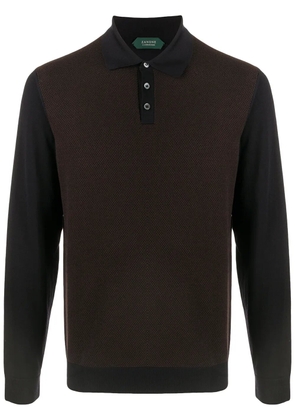 Zanone two-tone longsleeved polo shirt - Blue