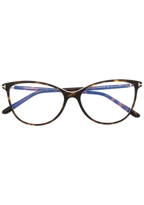 TOM FORD Eyewear tortoiseshell round-frame glasses - Brown