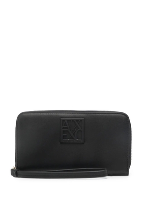 Armani Exchange logo-plaque zip-up purse - Black