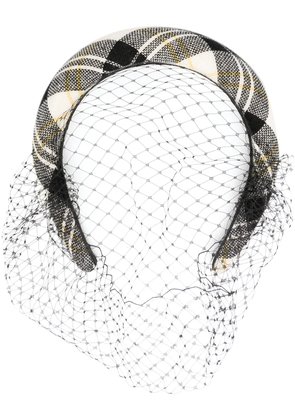 RED(V) plaid net headband - Black