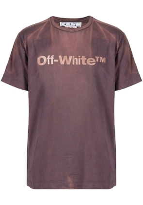 Off-White logo print bleached T-shirt - Purple