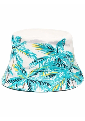 Palm Angels palm-print bucket hat - White