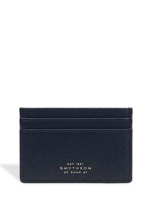 Smythson Panama calfskin card holder - Blue