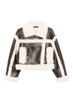 STAND STUDIO button-fastening shearling jacket - Brown
