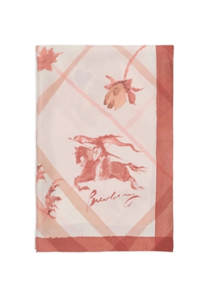 Burberry wide watercolour Check silk scarf - Pink