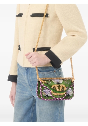 Valentino Garavani Locò small embroidered shoulder bag with jewel logo - Green