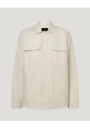 Belstaff Maritime Overshirt Men's Garment Dye Cotton Linen Silver Birch Size 2XL