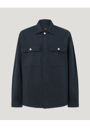 Belstaff Maritime Overshirt Men's Garment Dye Cotton Linen Dark Ink Size 2XL