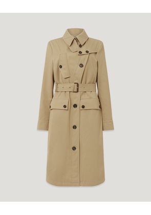 Belstaff Tt Trench Coat Women's Stormcoat Gabardine Light Sand Size UK 8