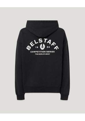 Belstaff Competition Hoodie Men's Heavyweight Cotton Fleece Black Size 2XL