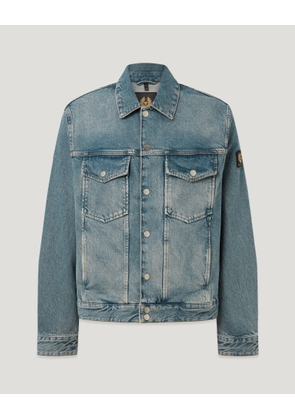 Belstaff Piston Trucker Jacket Men's Washed Denim Antique Size 2XL