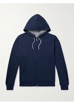 Brunello Cucinelli - Cotton-Blend Jersey Zip-Up Hoodie - Men - Blue - XS