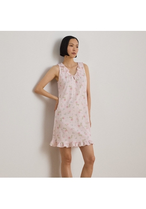 Floral Ruffle-Trim Jersey Nightgown