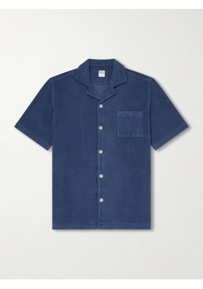 FEDELI - Camp-Collar Cotton-Terry Shirt - Men - Blue - M