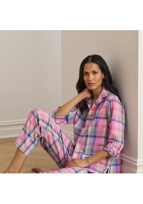 Plaid Lawn Roll-Tab-Sleeve Sleep Set