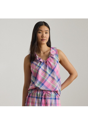 Plaid Ruffle-Trim Lawn Boxer Pyjama Set