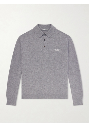 Acne Studios - Oversized Logo-Embroidered Wool and Yak-Blend Polo Sweater - Men - Gray - S
