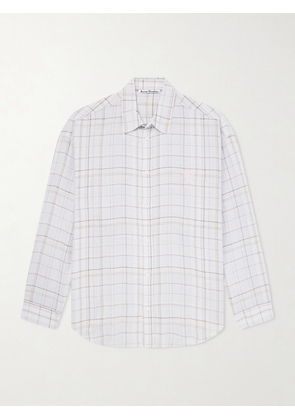 Acne Studios - Embroidered Checked Jersey Shirt - Men - Gray - IT 46