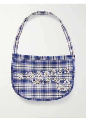 Story mfg. - Big Shop Embellished Checked Cotton Tote - Men - Blue