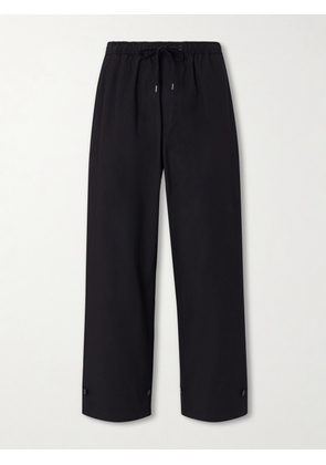 ATON - Wide-Leg Cotton-Blend Gabardine Drawstring Trousers - Men - Black - S