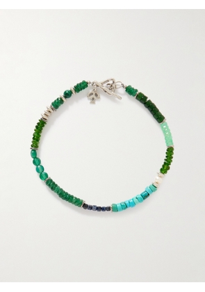 Peyote Bird - Forest Grove Sterling Silver Multi-Stone Bracelet - Men - Green