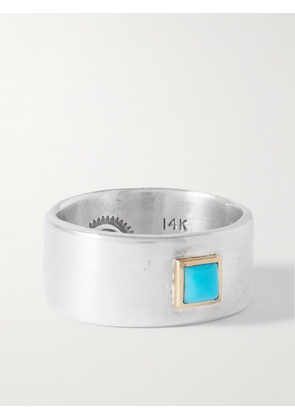 Peyote Bird - Azul Sterling Silver, 14-Karat Gold and Turquoise Ring - Men - Silver - 7