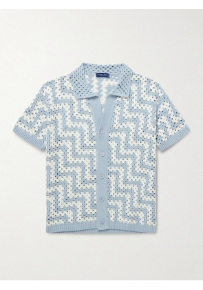 Frescobol Carioca - Pinto Crocheted Cotton Shirt - Men - Blue - S