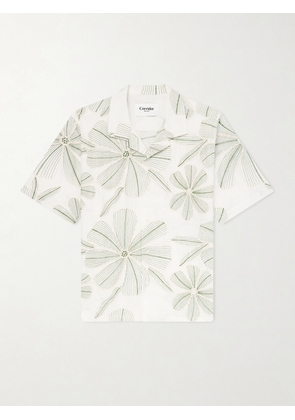 Corridor - Camp-Collar Floral-Appliquéd Poplin Shirt - Men - Green - S