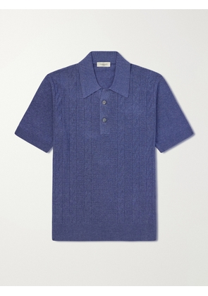 PIACENZA 1733 - Silk and Linen-Blend Polo Shirt - Men - Blue - IT 46